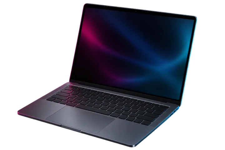 An open laptop computer seen from the front